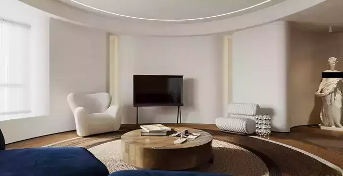 Modern living room 3D model 2