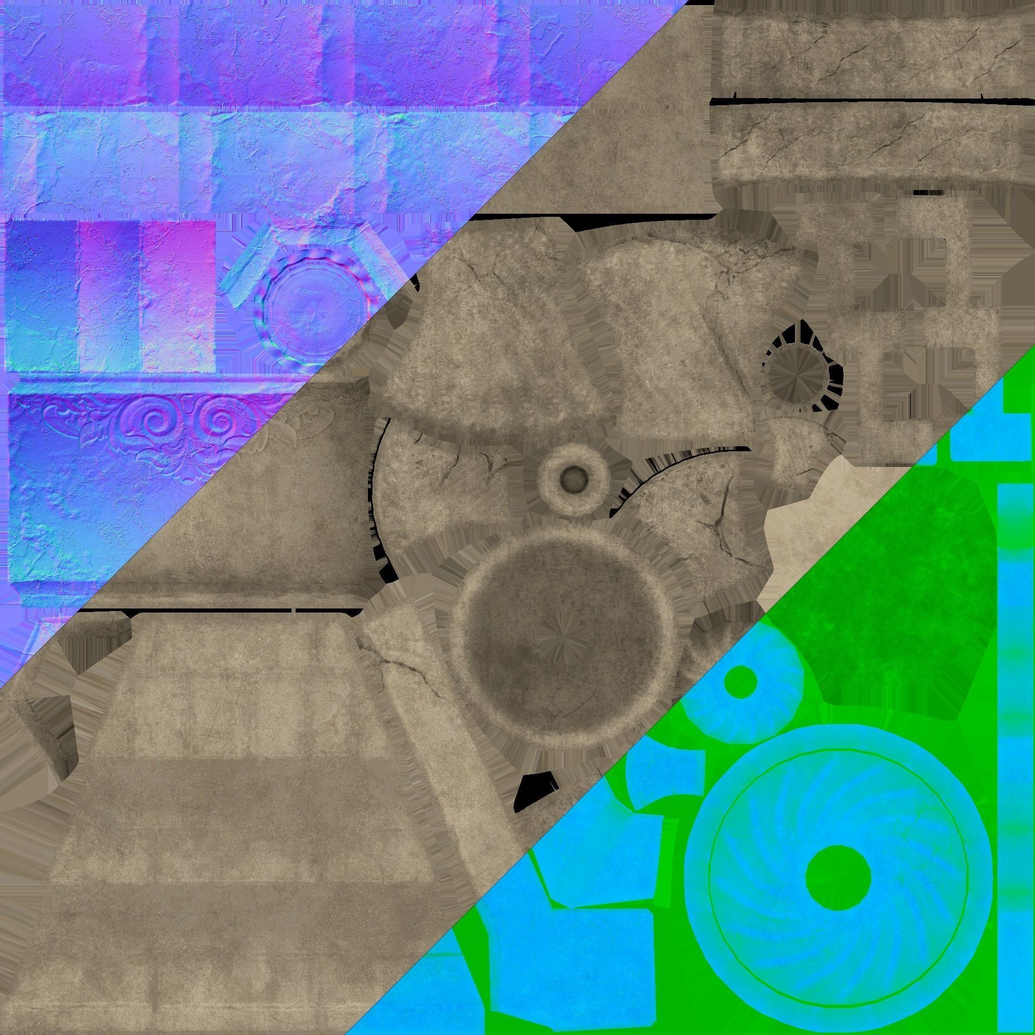 Low Poly PBR Stone Water Fountain Low-poly 3D model_6