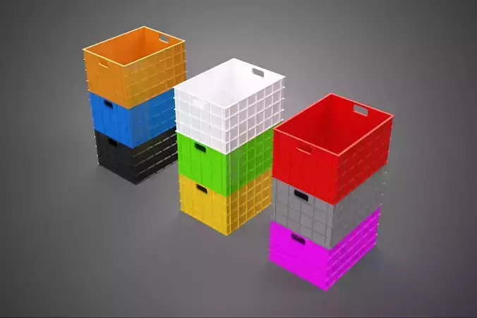 STACK STACKED STACKABLE PLASTIC CRATE BOX CONTAINER STORAGE ROW