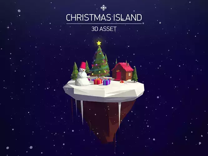 Cartoon Low Poly Christmas Island Asset