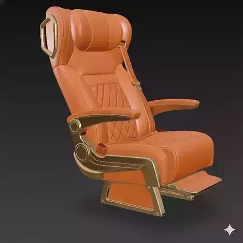 Luxury VIP Aircraft Seat Orange Leather Gold 3D Model