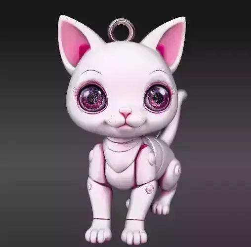 Articulated Cat Keychain Cute Flexible Chibi Cat 3D Print Model
