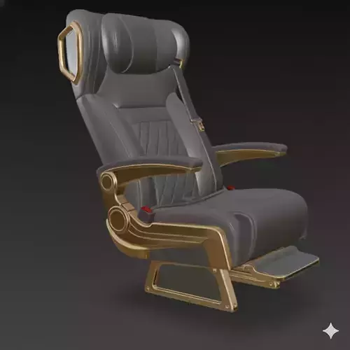 Luxury VIP Aircraft Seat Gray Leather Gold 3D Model