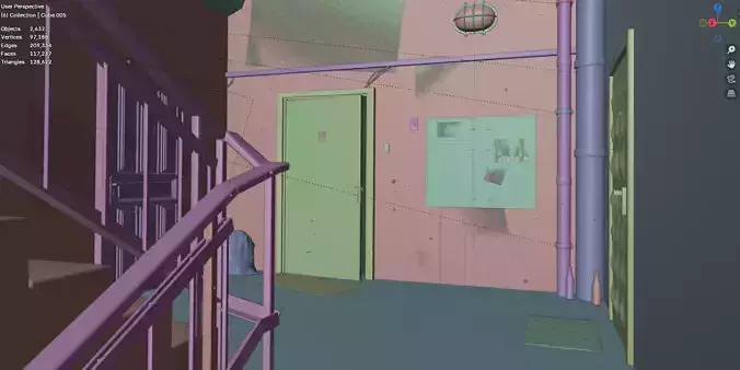 Soviet Stairwell 3D model 7