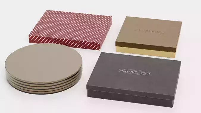 4 Chocolate Boxes Collection - Plain Unbranded Packaging Set 3D model 6