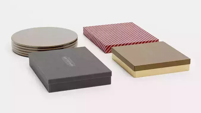 4 Chocolate Boxes Collection - Plain Unbranded Packaging Set 3D model 5