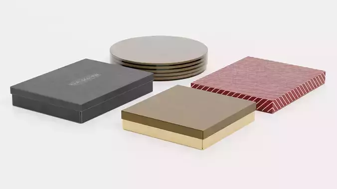 4 Chocolate Boxes Collection - Plain Unbranded Packaging Set 3D model 4