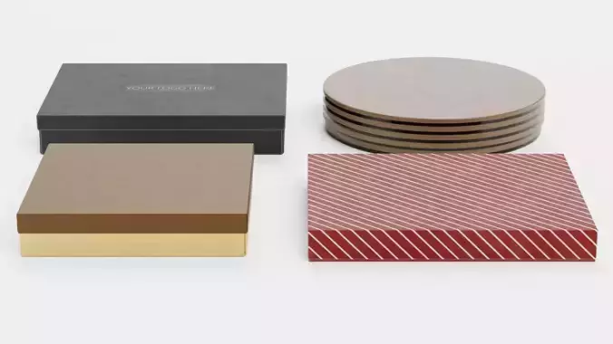 4 Chocolate Boxes Collection - Plain Unbranded Packaging Set 3D model 3
