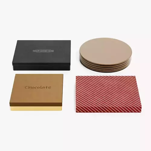 4 Chocolate Boxes Collection - Plain Unbranded Packaging Set 3D model