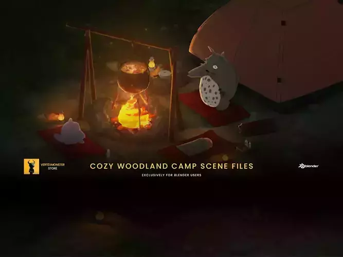 Cozy Woodland Camp 3D Scene