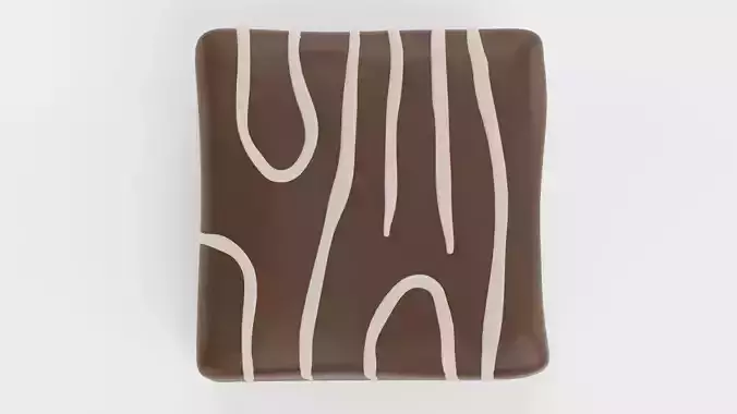Chocolate Candy V1 - Milk Chocolate Cube with White Drizzle 3D model 2