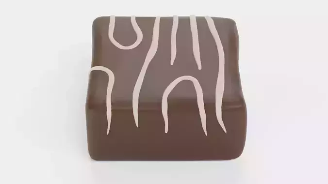 Chocolate Candy V1 - Milk Chocolate Cube with White Drizzle