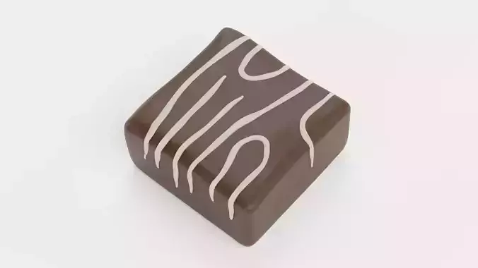 Chocolate Candy V1 - Milk Chocolate Cube with White Drizzle 3D model 6