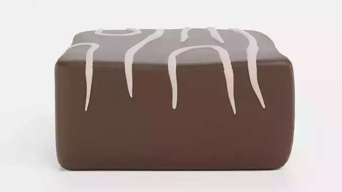 Chocolate Candy V1 - Milk Chocolate Cube with White Drizzle 3D model 3