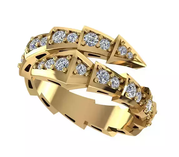 Bvlgari Ring with gem 3D print model