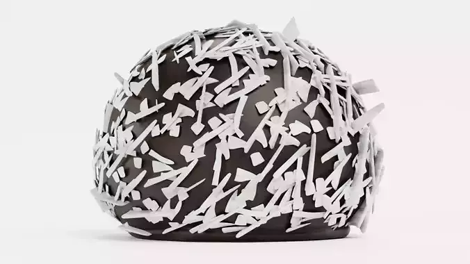 Chocolate Candy V3 - Dark Chocolate Dome with Coconut Powder 3D model 2