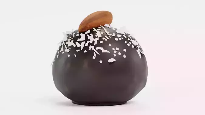 Chocolate Candy V4 - Dark Dome with Coconut and Almond Topper 3D model 6