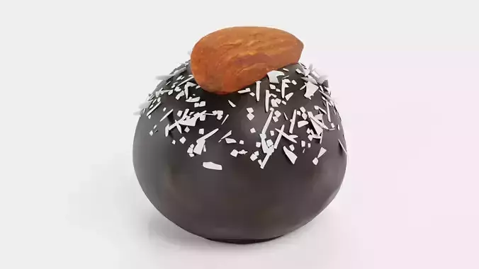 Chocolate Candy V4 - Dark Dome with Coconut and Almond Topper 3D model 4