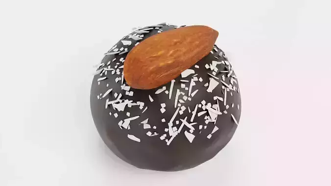 Chocolate Candy V4 - Dark Dome with Coconut and Almond Topper 3D model 3