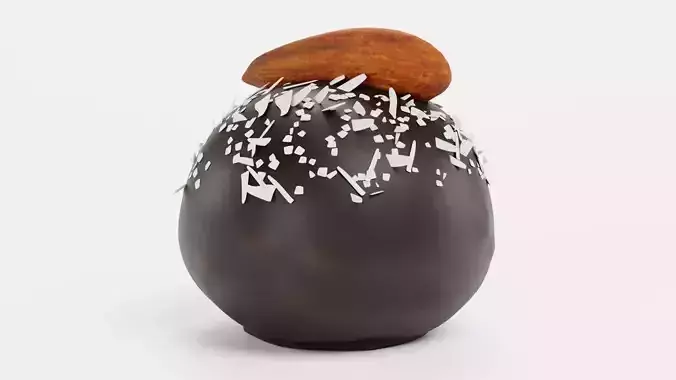 Chocolate Candy V4 - Dark Dome with Coconut and Almond Topper 3D model 5