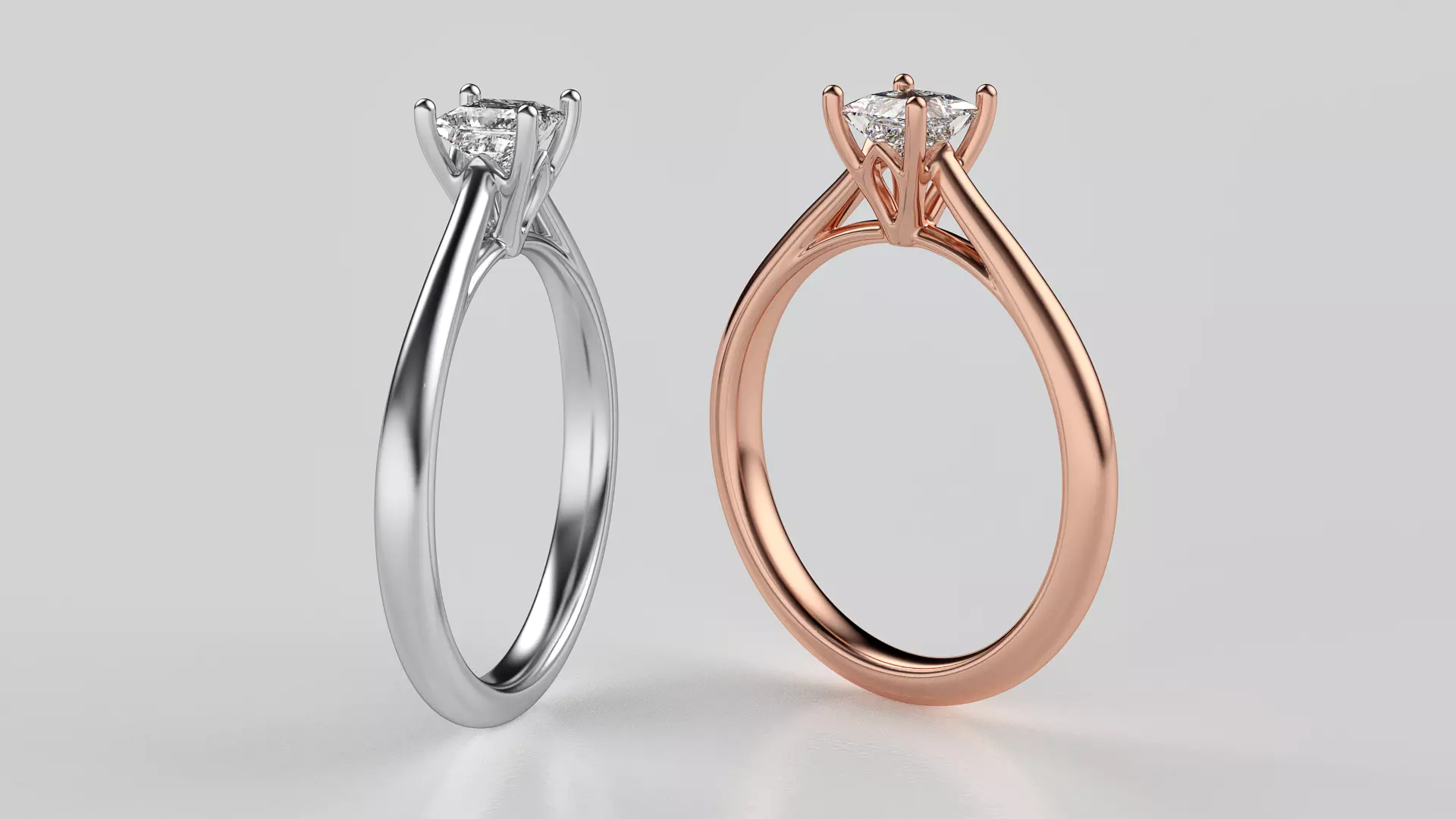 4mm diamond princess gold rings 3D print model