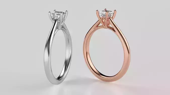 4mm diamond princess gold rings