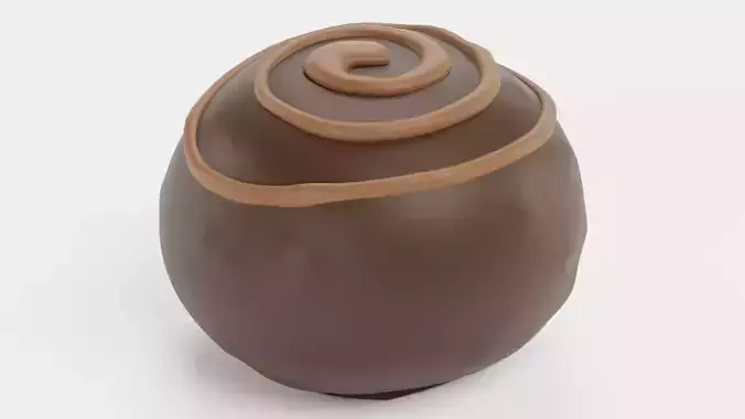 Chocolate Candy V7 - Dark Chocolate Dome with Spiral Drizzle 3D model 4