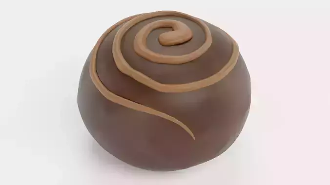 Chocolate Candy V7 - Dark Chocolate Dome with Spiral Drizzle 3D model 6