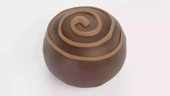 Chocolate Candy V7 - Dark Chocolate Dome with Spiral Drizzle 3D model 3