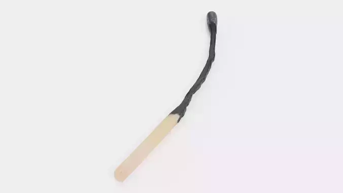 Burned Safety Match V3 - Realistic Deeply Charred Matchstick