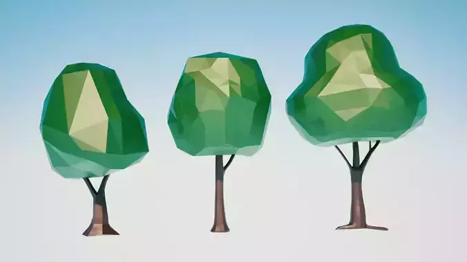 Low Poly Stylized Tree Trio
