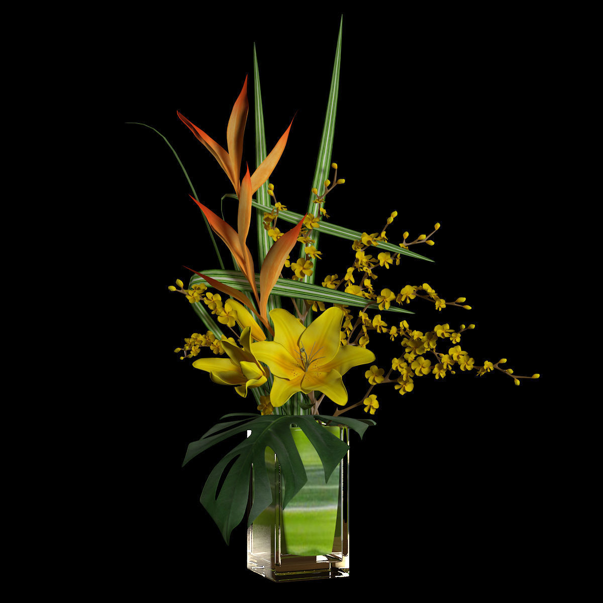 Lily bouqet 3D model_2