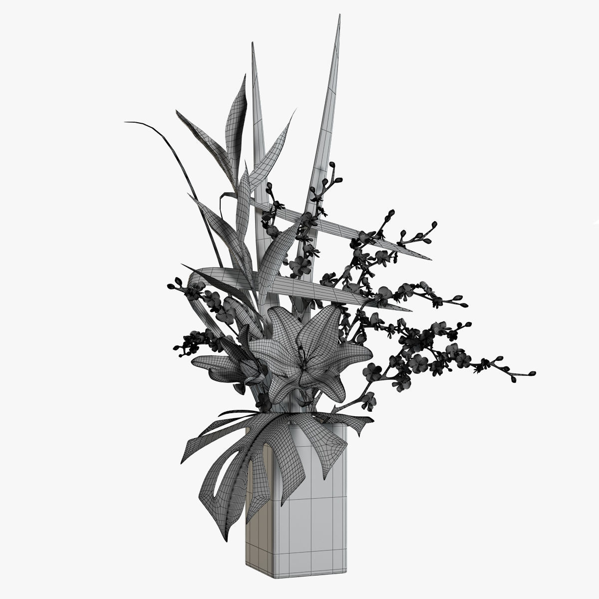 Lily bouqet 3D model_4