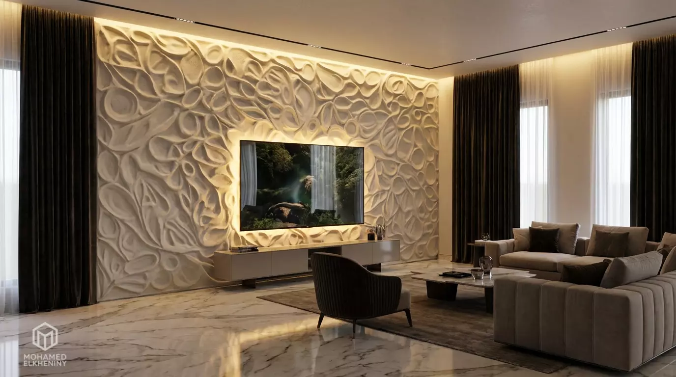 modern panel wall decor set relief stl mural CNC 267 3D model