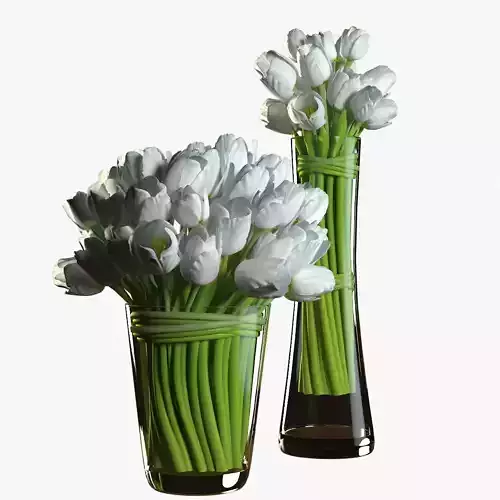Tulips realistic two vases with