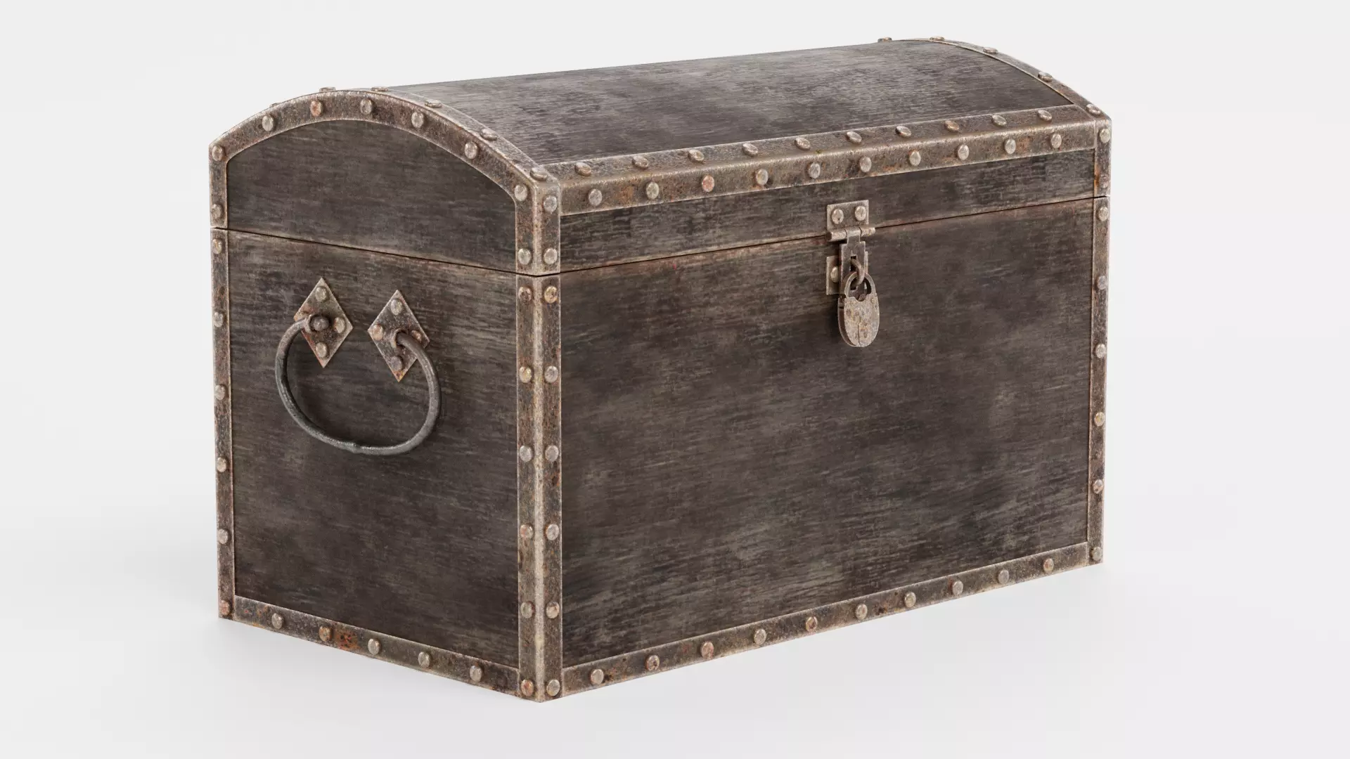 Old Chest - Rusty Wooden Treasure Trunk Rigged 3D model