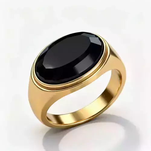Classic Gold Onyx Signet Ring 3D Model Elegant Jewelry