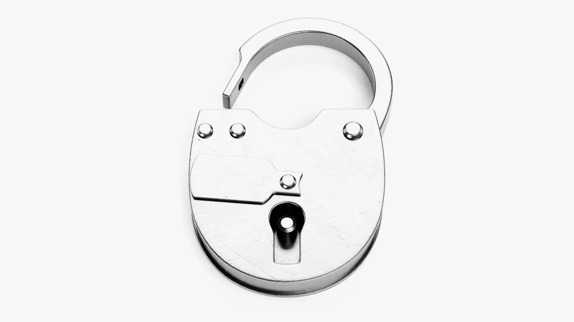 Padlock - Rigged Steel Lock with Shackle and Sliding Key Cover 3D model