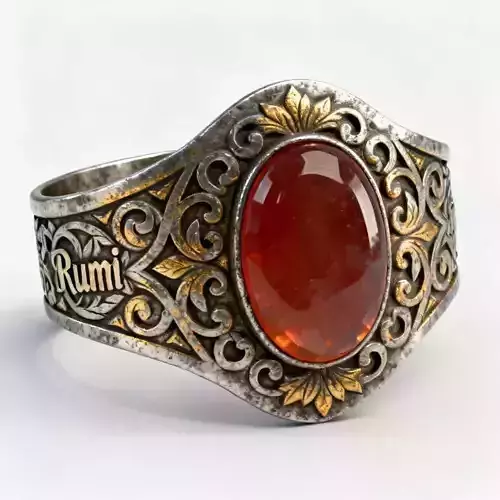 Traditional Ottoman Agate Ring 3D Model Antique Jewelry