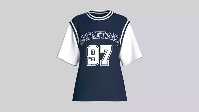 Girls Basketball Blue And White Tshirt