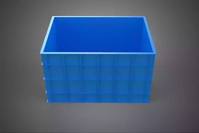 WATER FISH BLUE PLASTIC BOX CRATE CONTAINER STORAGE RACK TANK 3D model 3