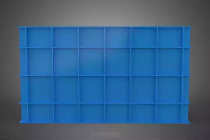 WATER FISH BLUE PLASTIC BOX CRATE CONTAINER STORAGE RACK TANK 3D model 6