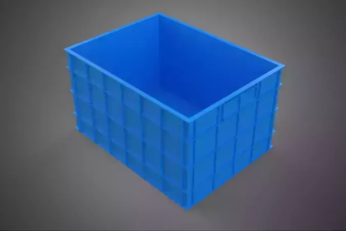 WATER FISH BLUE PLASTIC BOX CRATE CONTAINER STORAGE RACK TANK 3D model 4
