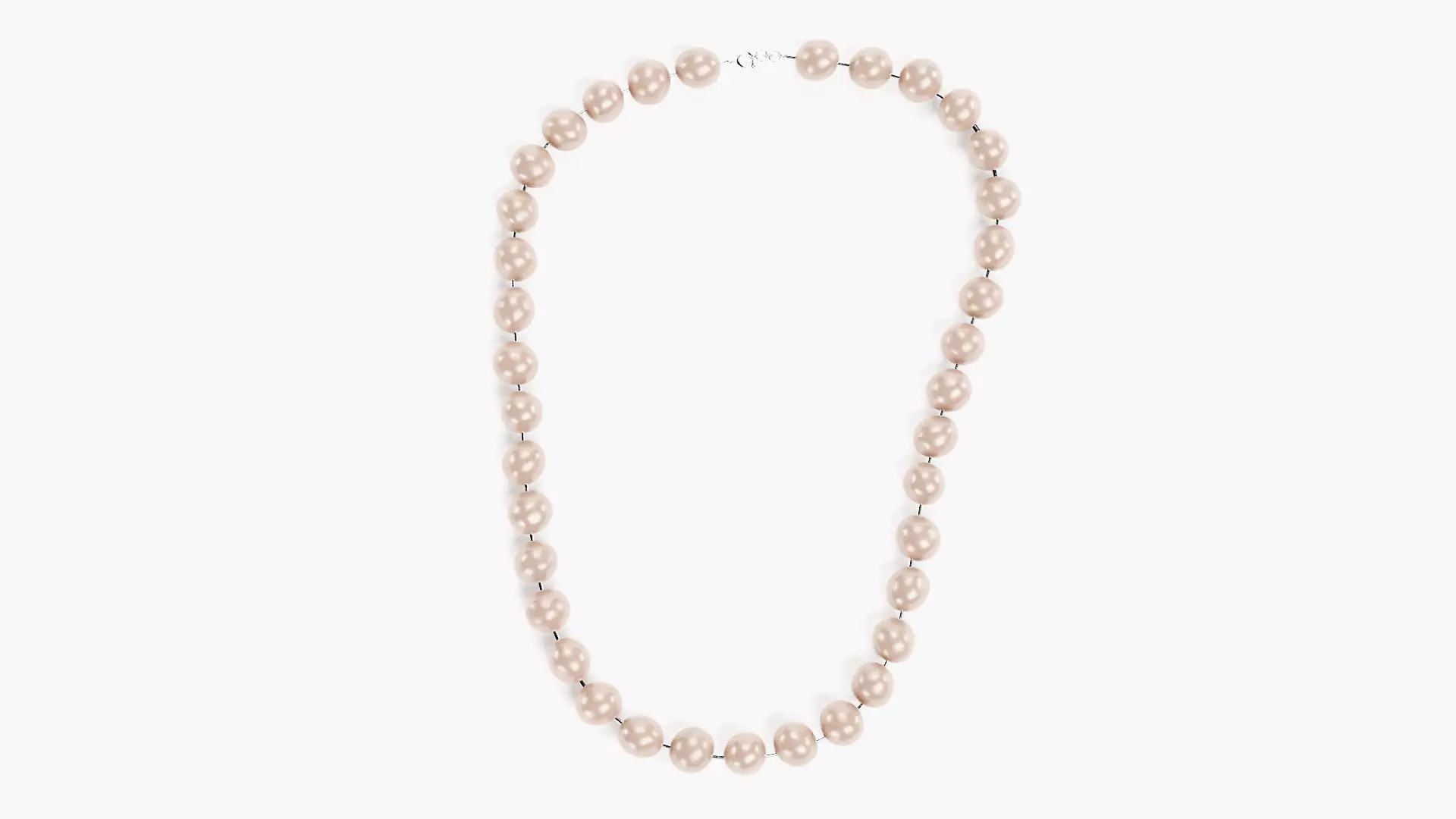 Pearl Necklace - Classic Nacre Strand Jewelry 3D model
