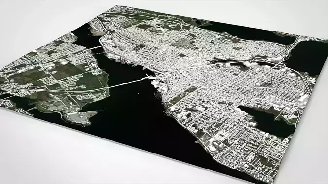 Cityscape Fall River Massachusetts United States 3D model 4