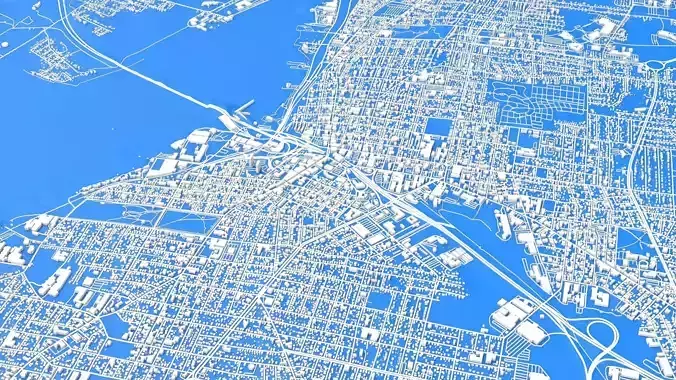 Cityscape Fall River Massachusetts United States 3D model 6