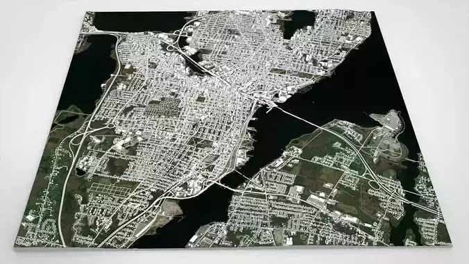 Cityscape Fall River Massachusetts United States 3D model 2