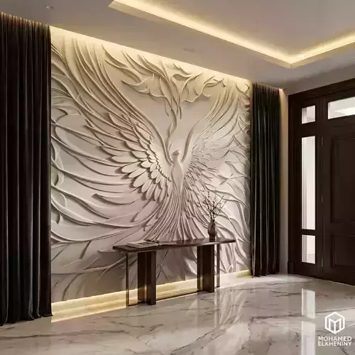 modern panel wall decor set relief stl mural CNC 268 