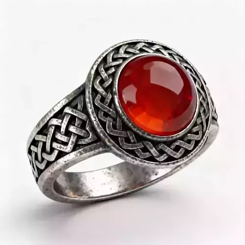 Rugged Celtic Silver Ring 3D Model Ancient Warrior Jewelry