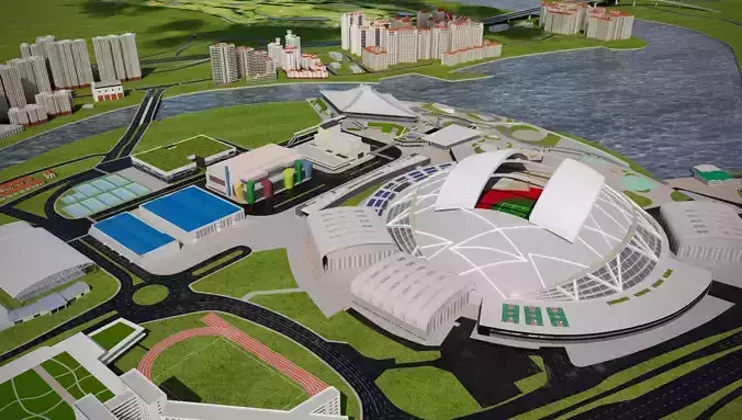 Singapore National Stadium 3D model 3
